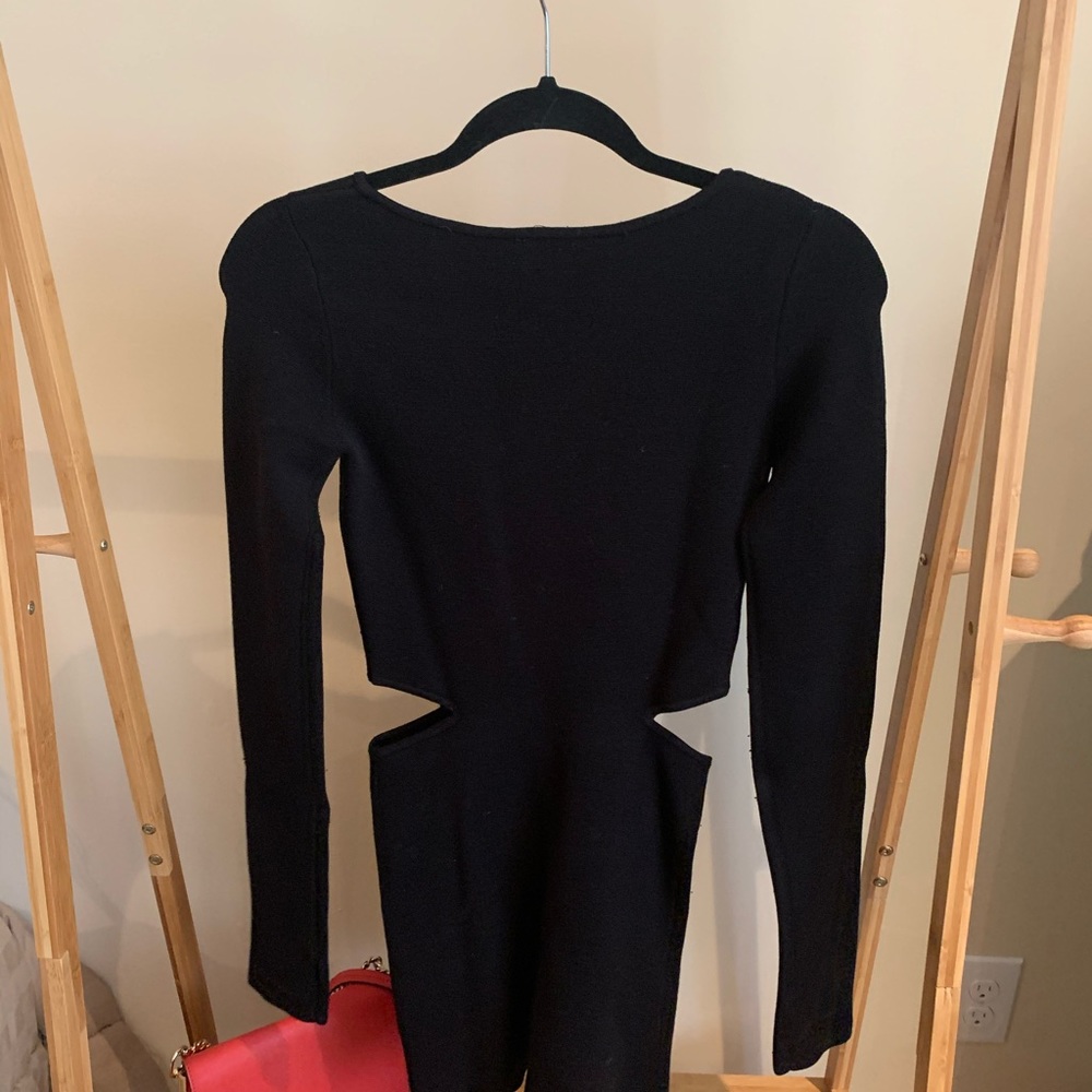 BCBG long sleeve dress with cut out side details